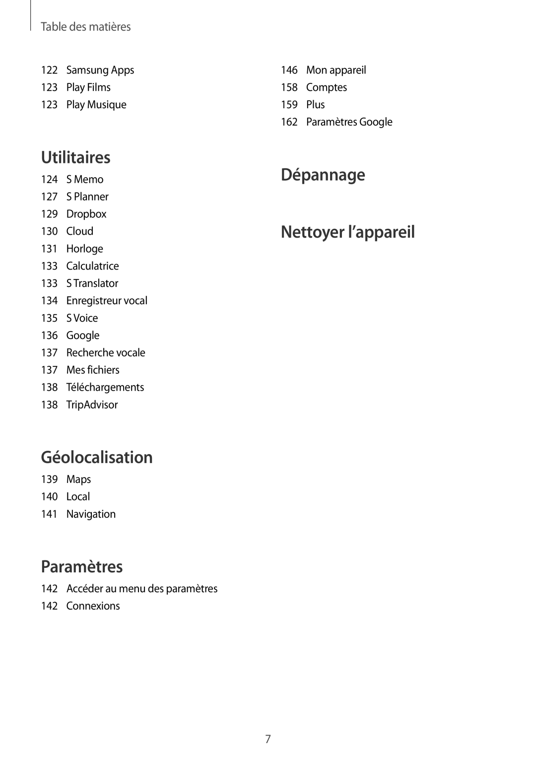 Samsung SM-C1010ZKAXEF, SM-C1010ZWAXEF manual Géolocalisation 