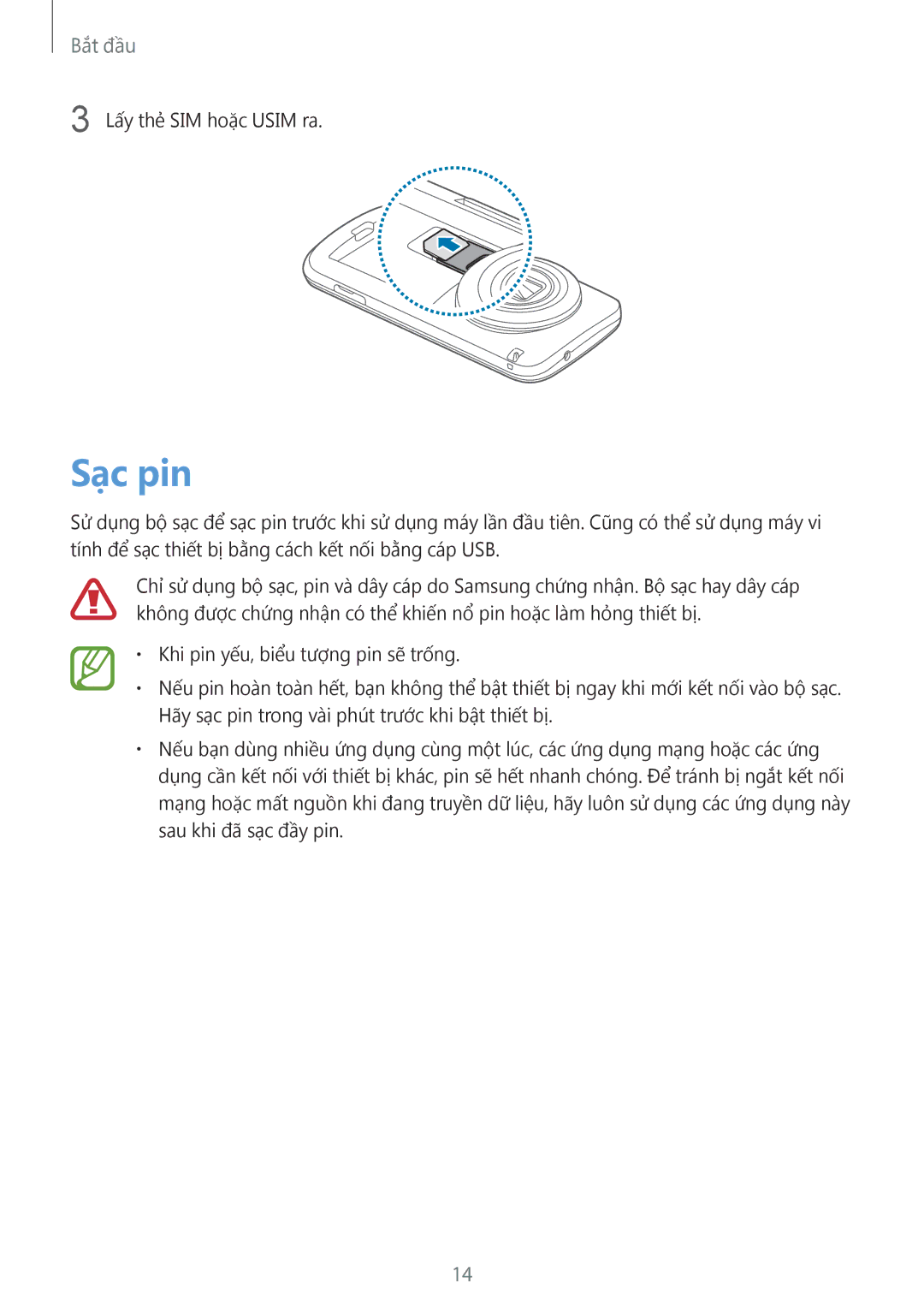 Samsung SM-C1110ZBAXXV, SM-C1110ZKAXXV, SM-C1110ZWAXXV manual Sạc pin 