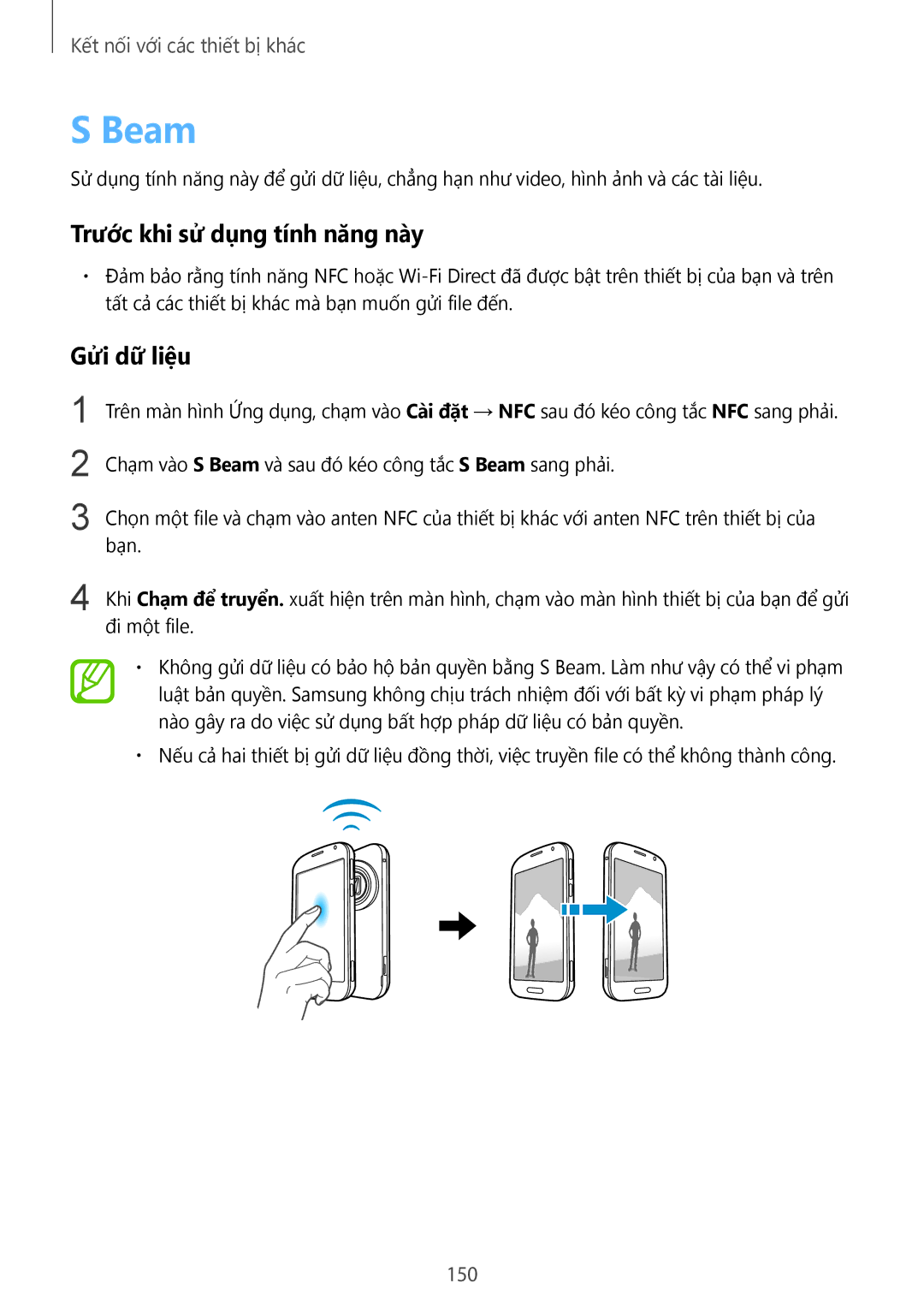 Samsung SM-C1110ZKAXXV, SM-C1110ZWAXXV, SM-C1110ZBAXXV manual Beam, Gửi dữ liệu, 150 