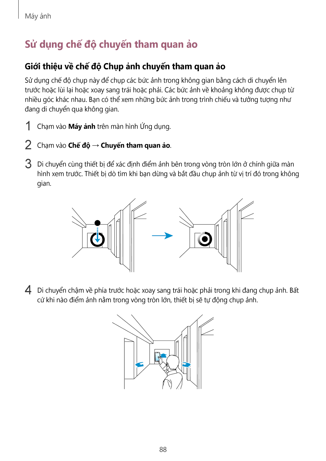 Samsung SM-C1110ZWAXXV manual Sử dụng chế độ chuyến tham quan ảo, Giới thiệu về chế độ Chụp ảnh chuyến tham quan ảo 