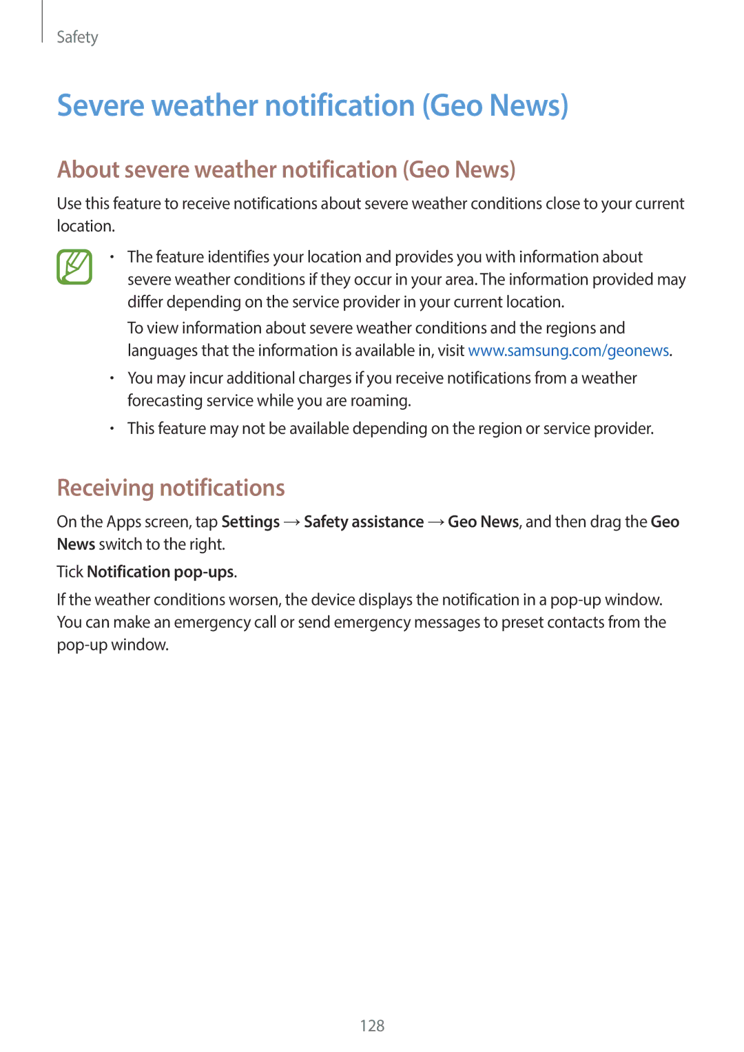 Samsung SM-C1110ZBAXXV, SM-C1110ZKAXXV Severe weather notification Geo News, About severe weather notification Geo News 