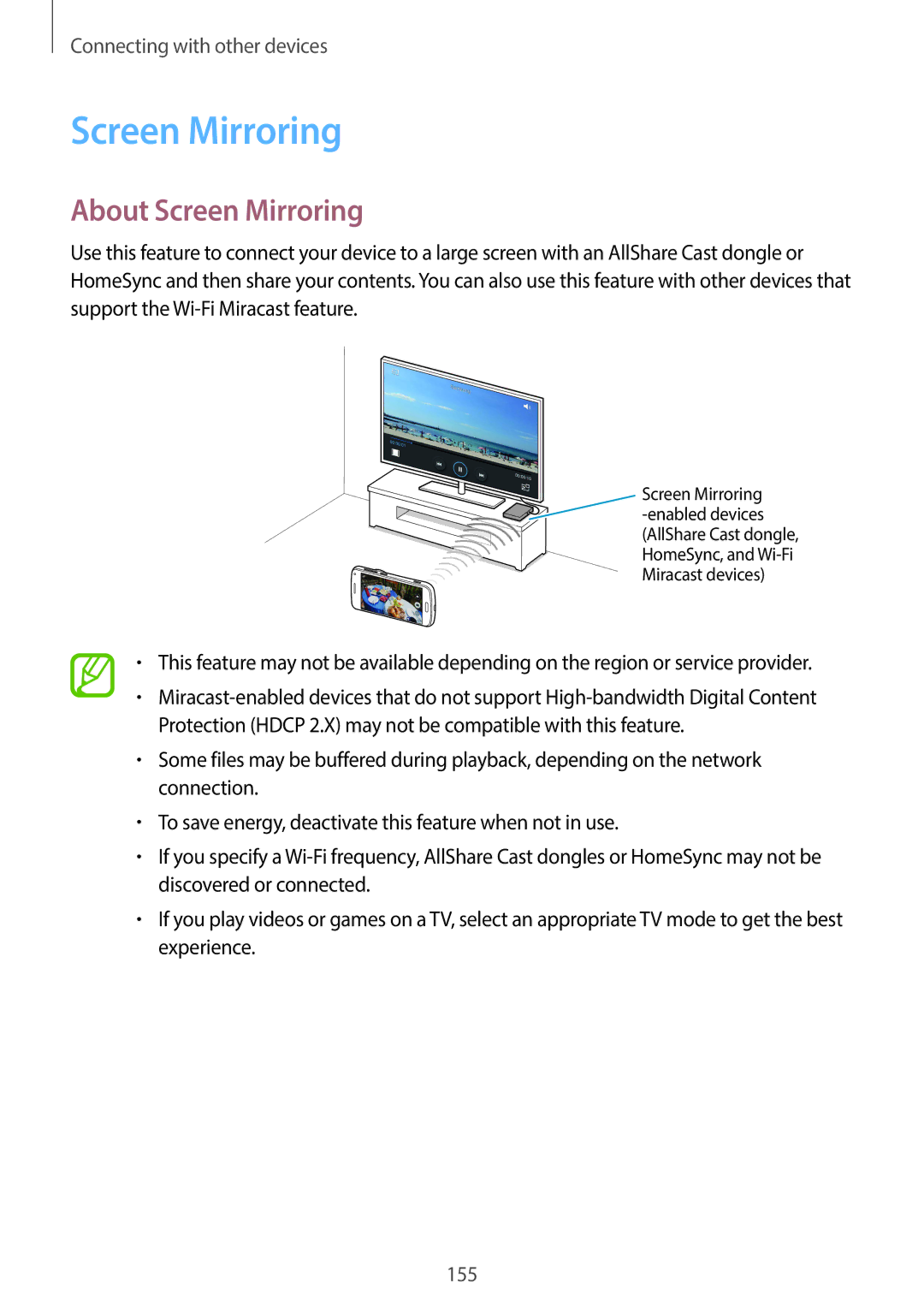 Samsung SM-C1110ZBAXXV, SM-C1110ZKAXXV, SM-C1110ZWAXXV manual About Screen Mirroring 