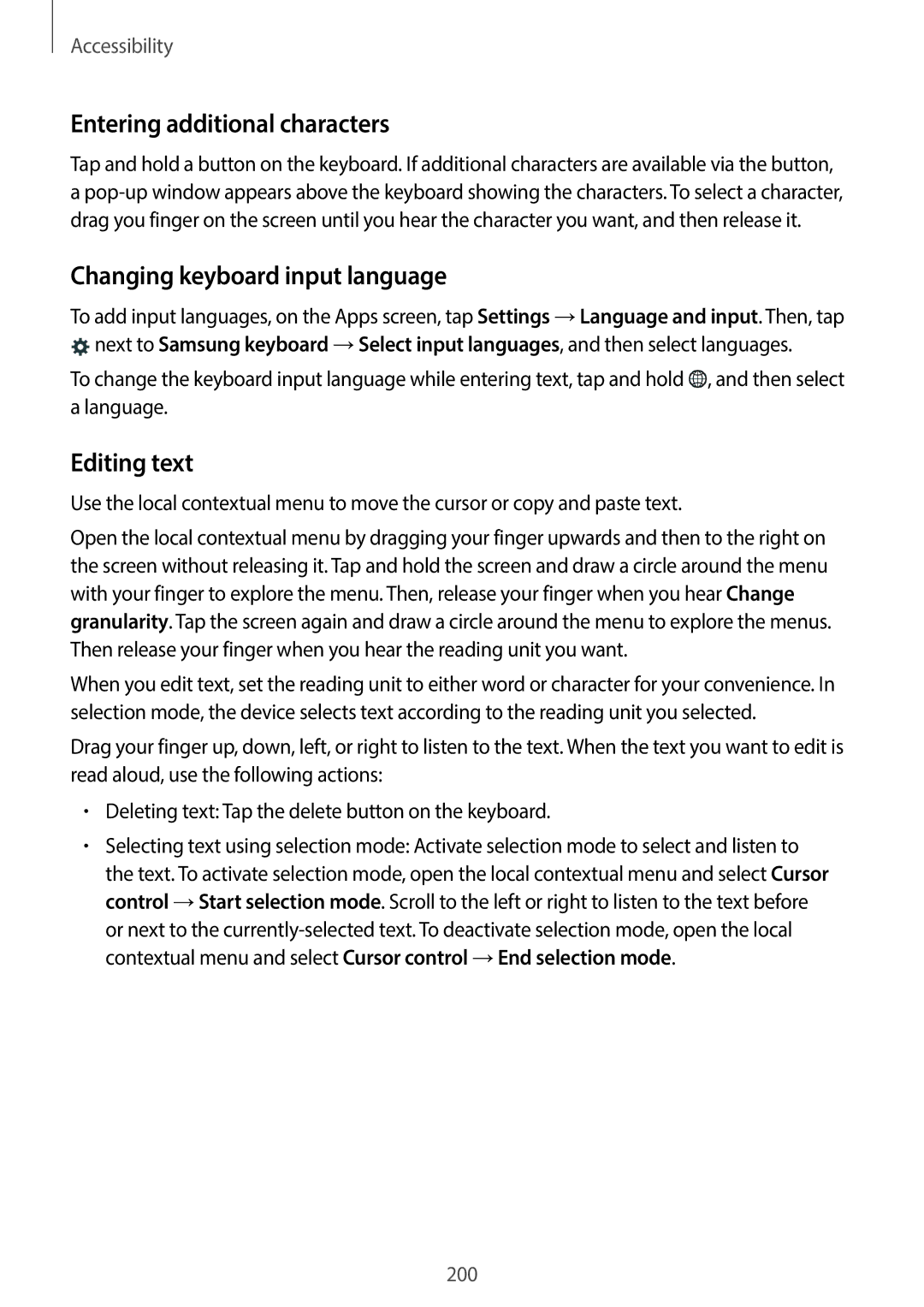 Samsung SM-C1110ZBAXXV, SM-C1110ZKAXXV manual Entering additional characters, Changing keyboard input language, Editing text 