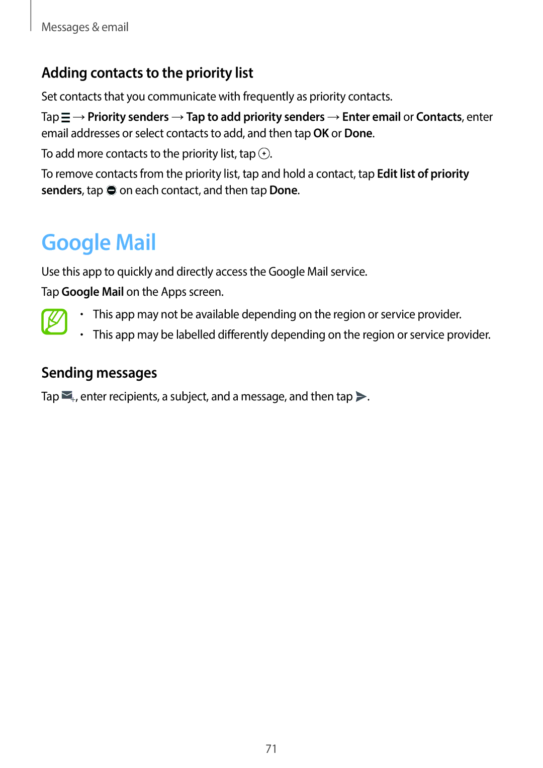 Samsung SM-C1110ZBAXXV, SM-C1110ZKAXXV, SM-C1110ZWAXXV manual Google Mail, Sending messages 