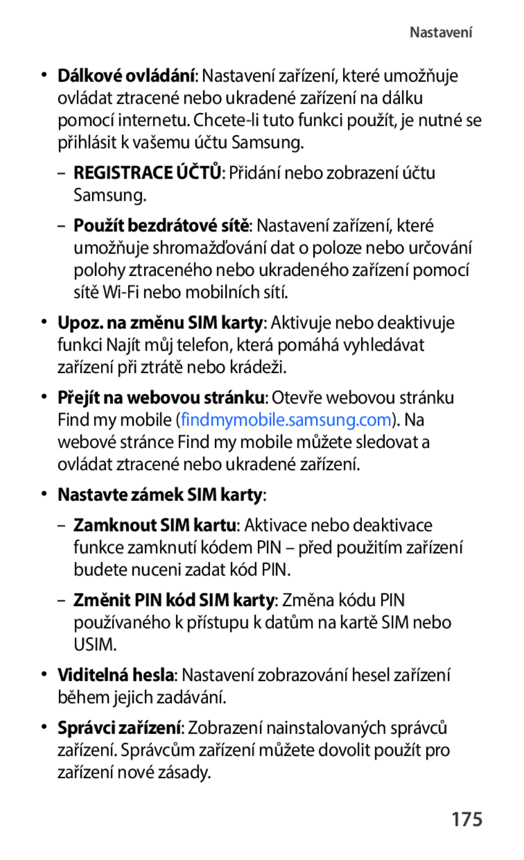 Samsung SM-C1150ZKAXEO, SM-C1150ZKAEUR 175, Registrace Účtů Přidání nebo zobrazení účtu Samsung, Nastavte zámek SIM karty 