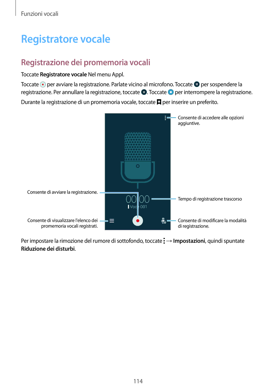 Samsung SM-C1150ZKAITV, SM-C1150ZKAPHN, SM-C1150ZWAITV manual Registratore vocale, Registrazione dei promemoria vocali 