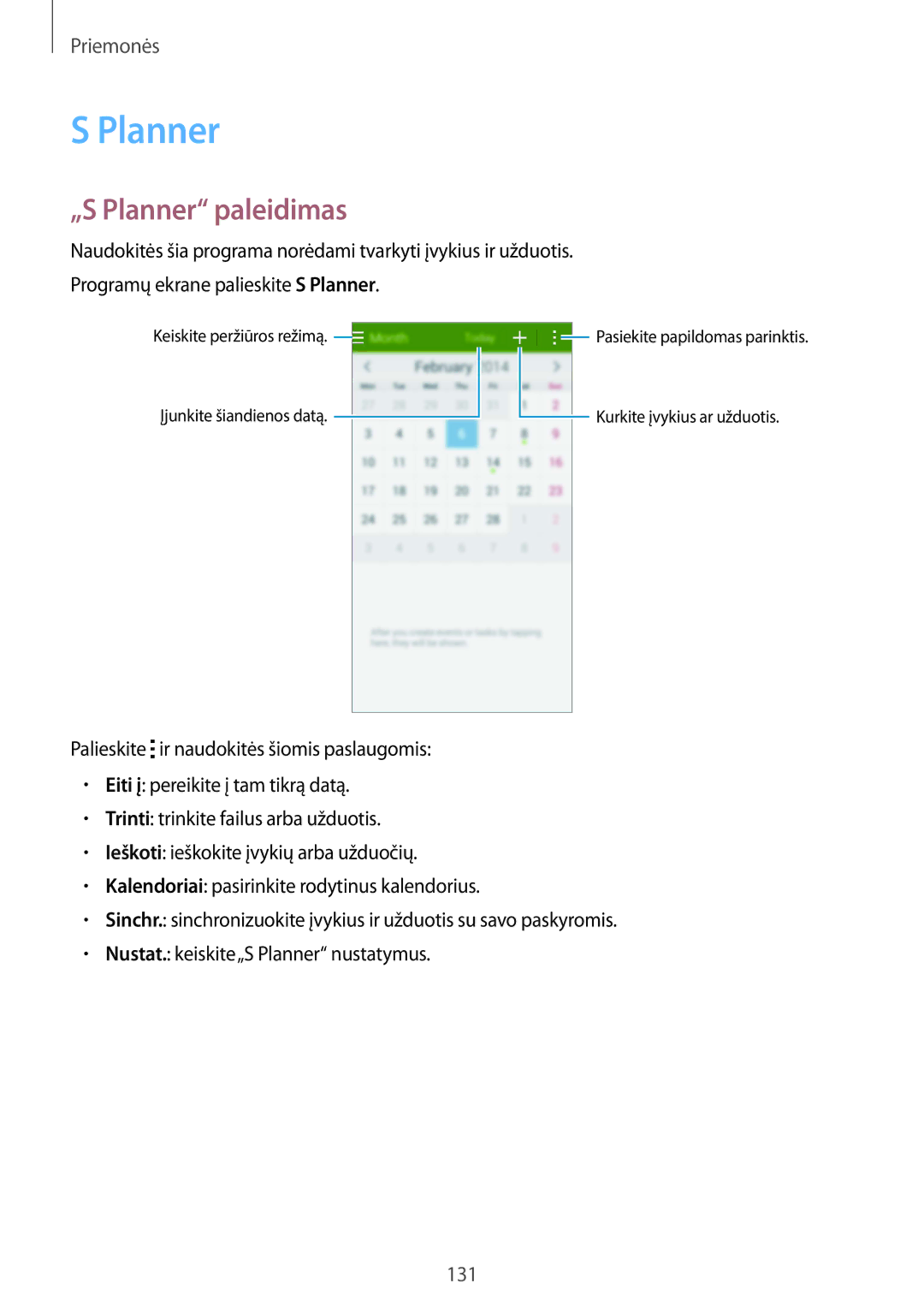 Samsung SM-C1150ZWASEB, SM-C1150ZKASEB, SM-C1150ZKADBT manual „S Planner paleidimas 