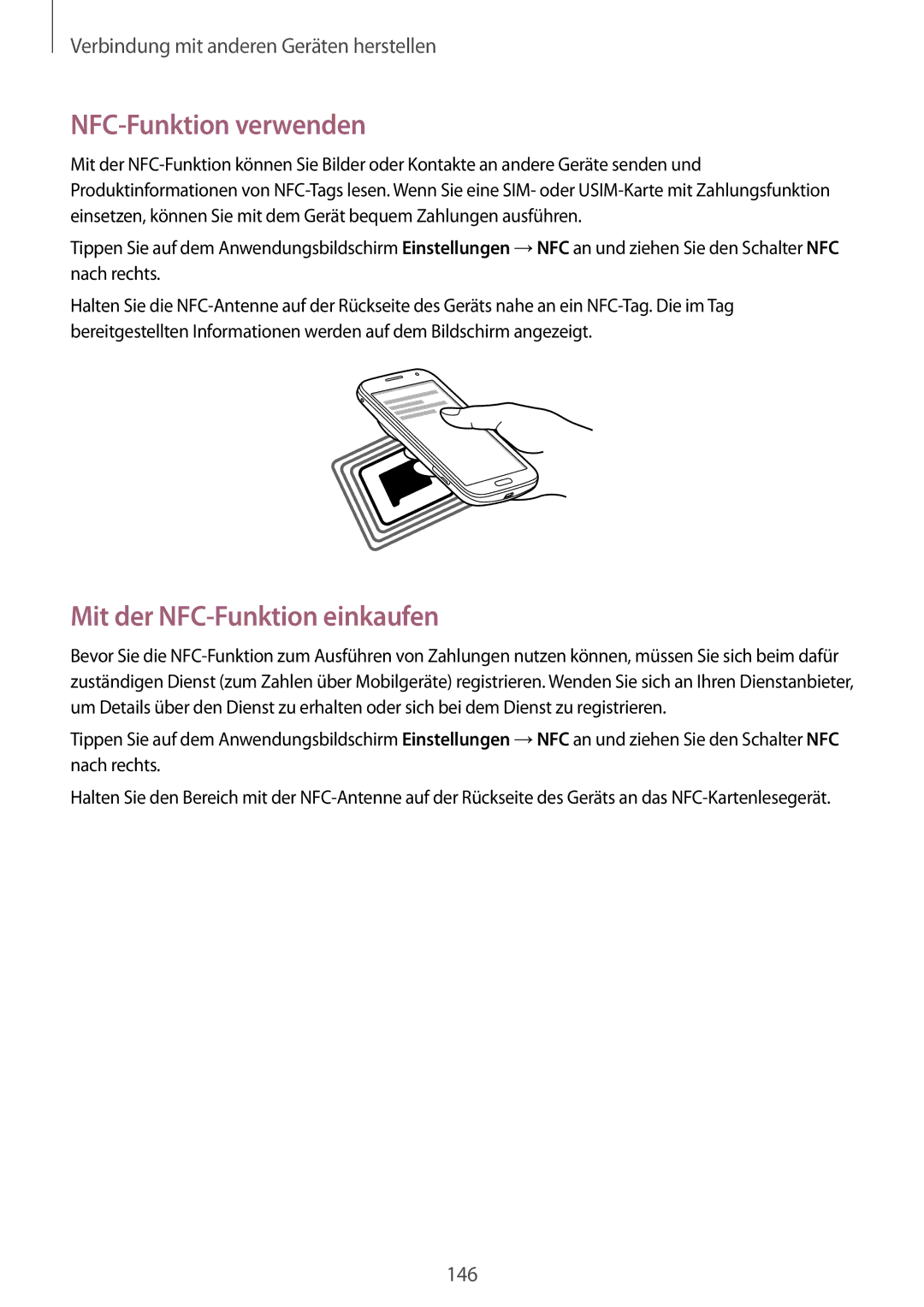 Samsung SM-C1150ZWADBT, SM-C1150ZKASEB, SM-C1150ZWAEUR manual NFC-Funktion verwenden, Mit der NFC-Funktion einkaufen 