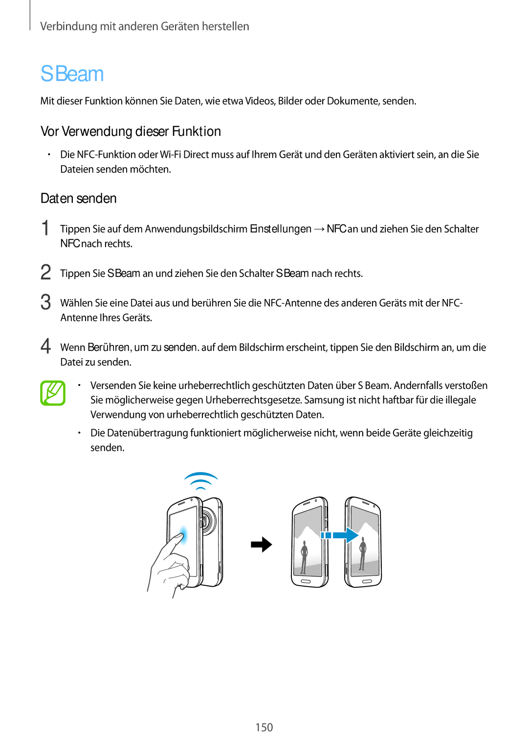 Samsung SM-C1150ZKASEB, SM-C1150ZWAEUR, SM-C1150ZWADBT, SM-C1150ZKAEUR, SM-C1150ZBADBT, SM-C1150ZKADBT manual Beam, Daten senden 