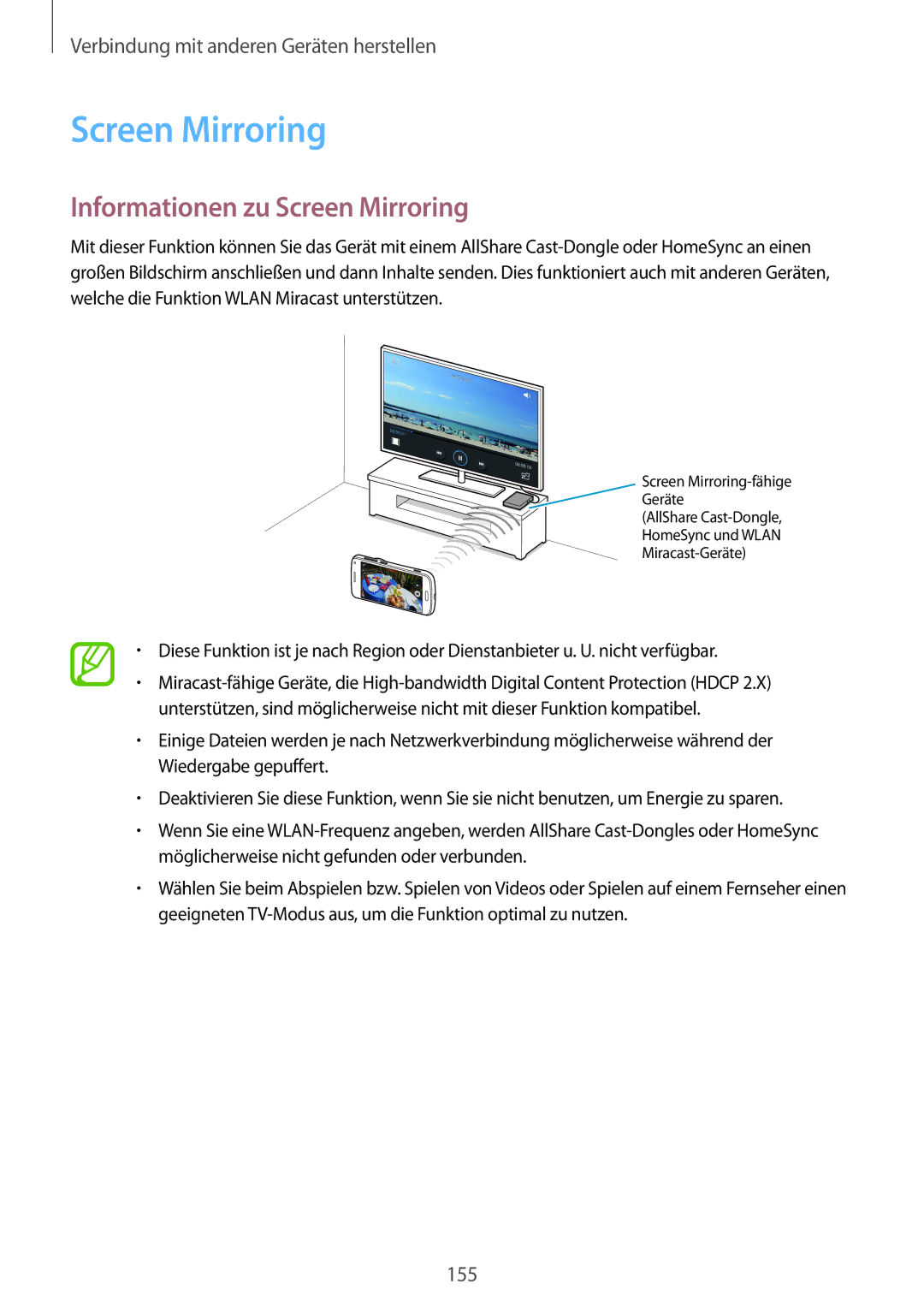 Samsung SM-C1150ZKADBT, SM-C1150ZKASEB, SM-C1150ZWAEUR, SM-C1150ZWADBT, SM-C1150ZKAEUR Informationen zu Screen Mirroring 