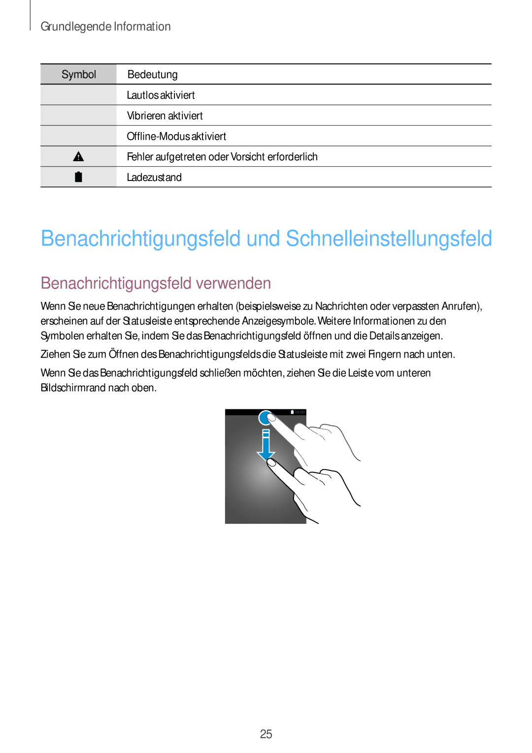 Samsung SM-C1150ZWAEUR, SM-C1150ZKASEB Benachrichtigungsfeld und Schnelleinstellungsfeld, Benachrichtigungsfeld verwenden 