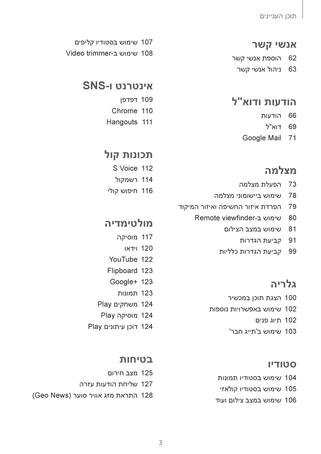 Samsung SM-C1150ZWAILO, SM-C1150ZWASEE, SM-C1150ZKAPTR, SM-C1150ZKAILO manual Sns-ו טנרטניא 