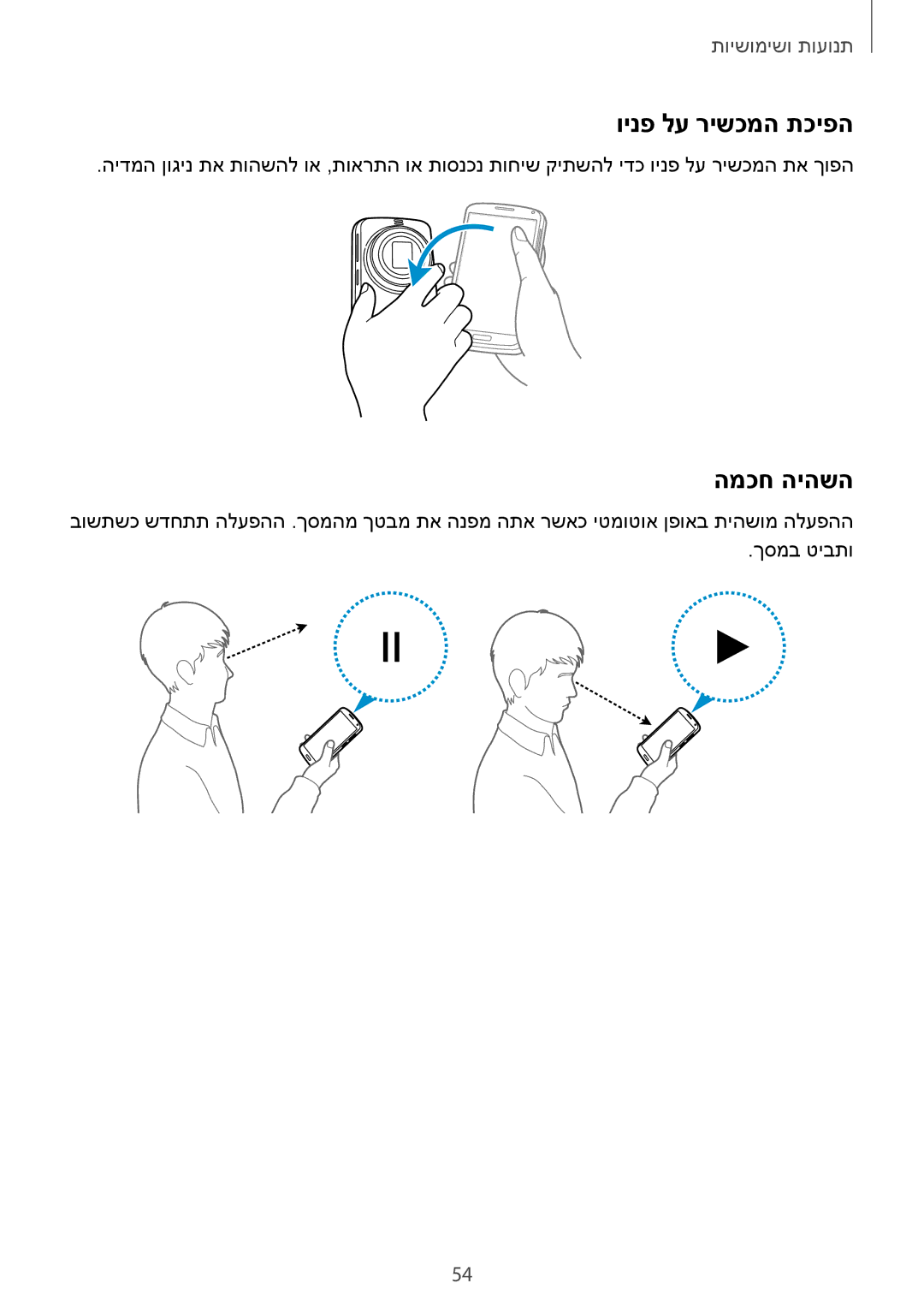 Samsung SM-C1150ZKAILO, SM-C1150ZWASEE, SM-C1150ZKAPTR, SM-C1150ZWAILO manual וינפ לע רישכמה תכיפה, המכח היהשה 