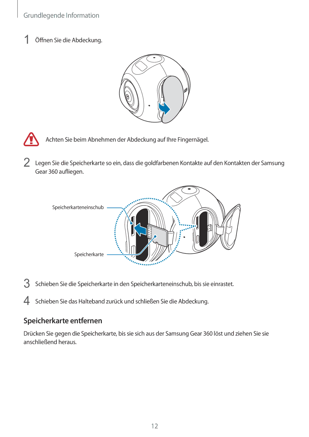 Samsung SM-C200NZWADBT manual Speicherkarte entfernen 