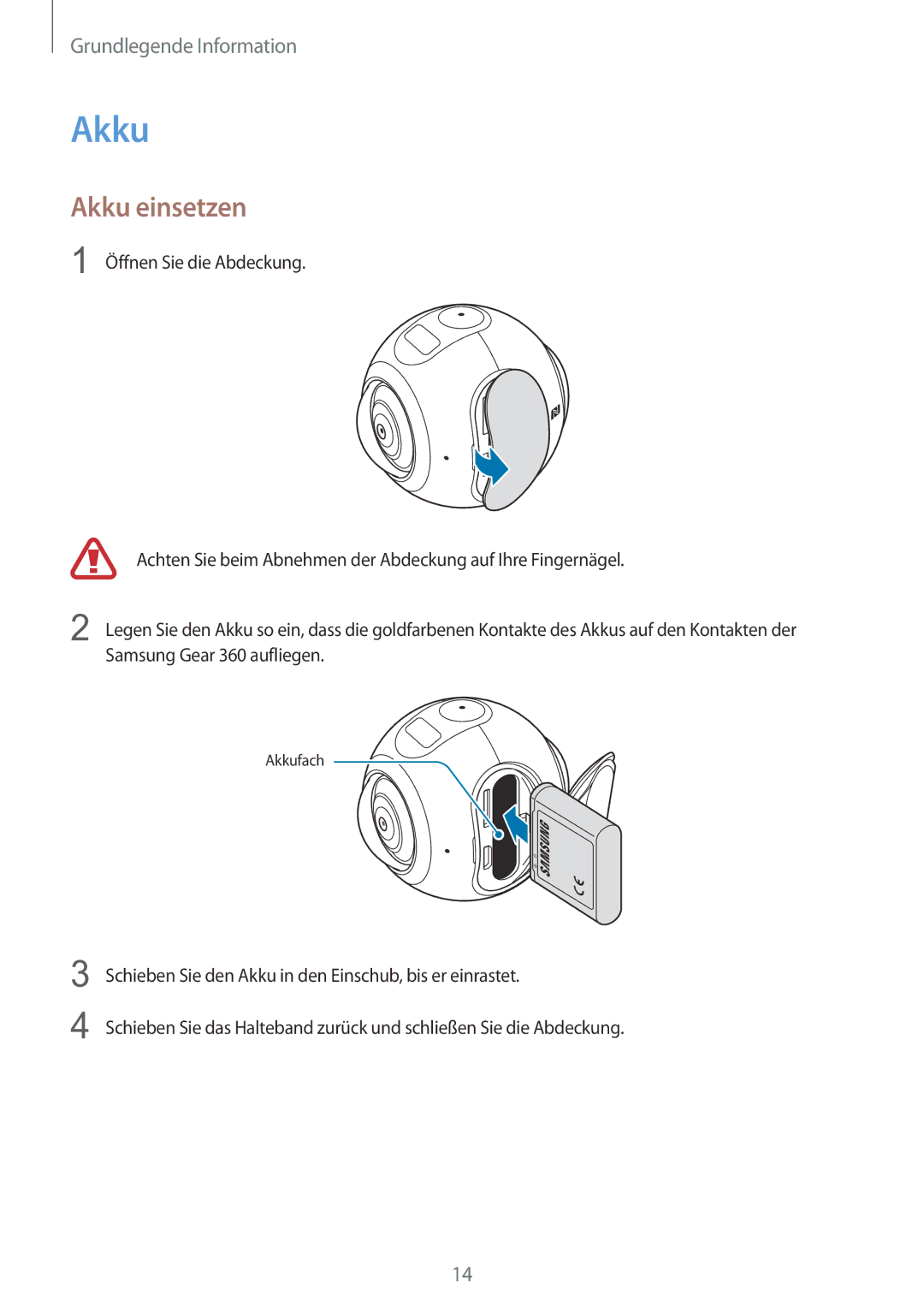 Samsung SM-C200NZWADBT manual Akku einsetzen 