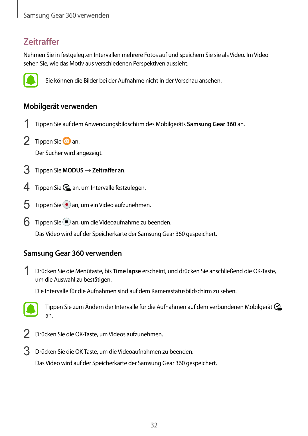 Samsung SM-C200NZWADBT manual Tippen Sie Modus →Zeitraffer an 