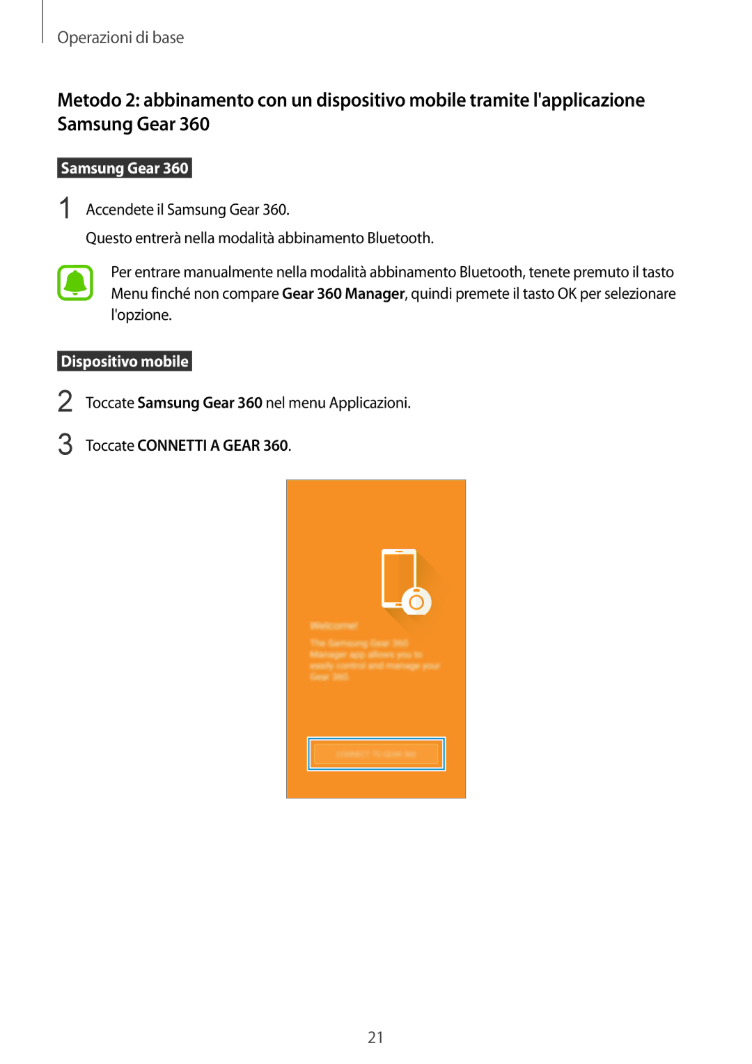 Samsung SM-C200NZWAITV manual Toccate Connetti a Gear 