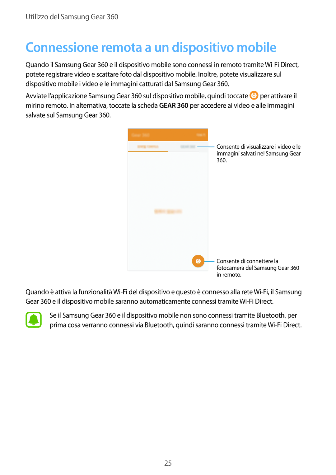 Samsung SM-C200NZWAITV manual Connessione remota a un dispositivo mobile 