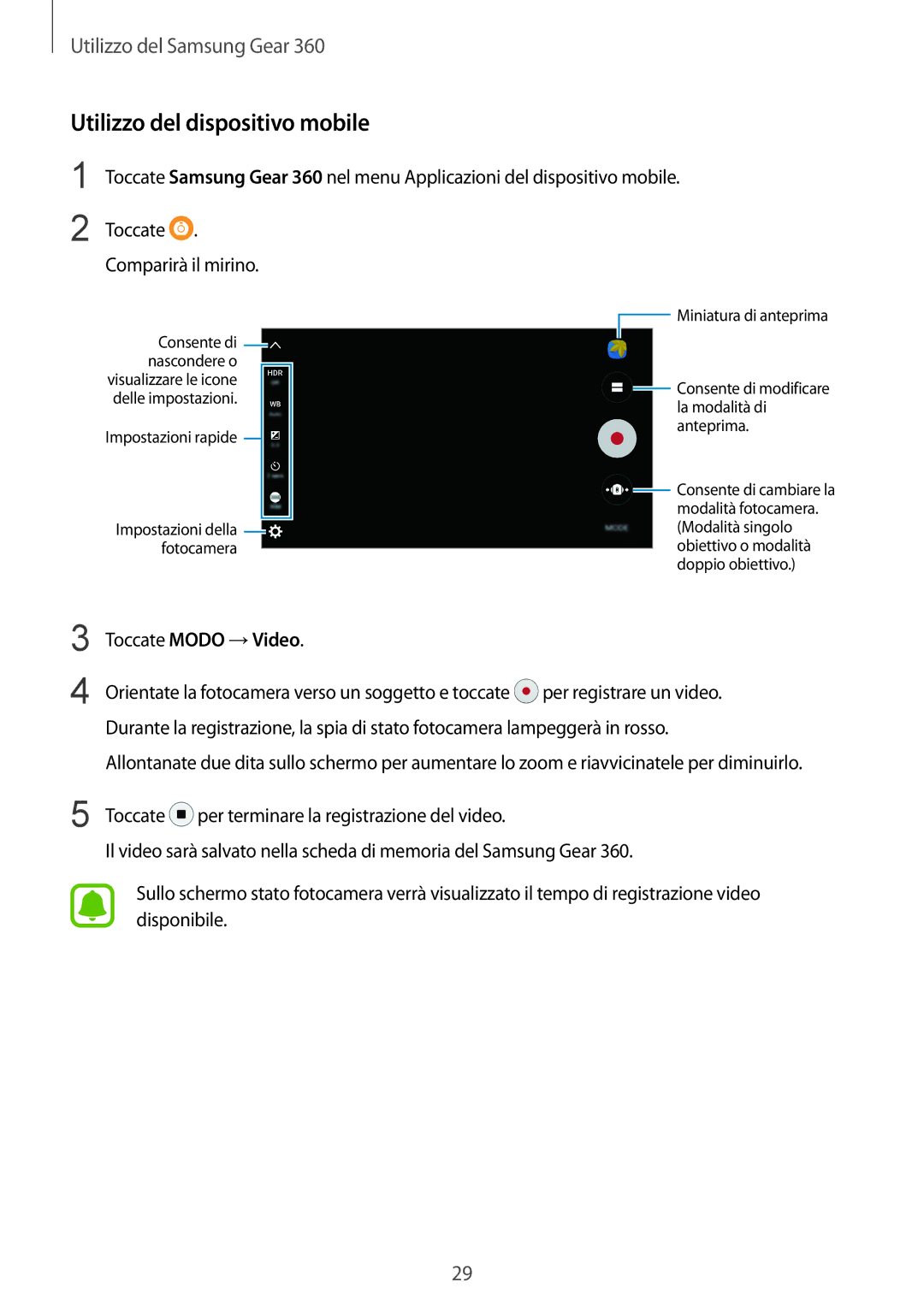 Samsung SM-C200NZWAITV manual Toccate Modo →Video 