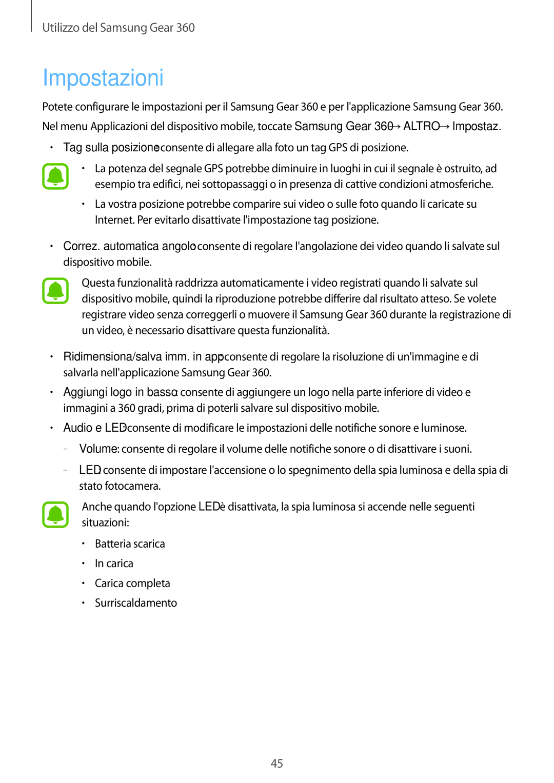 Samsung SM-C200NZWAITV manual Impostazioni 