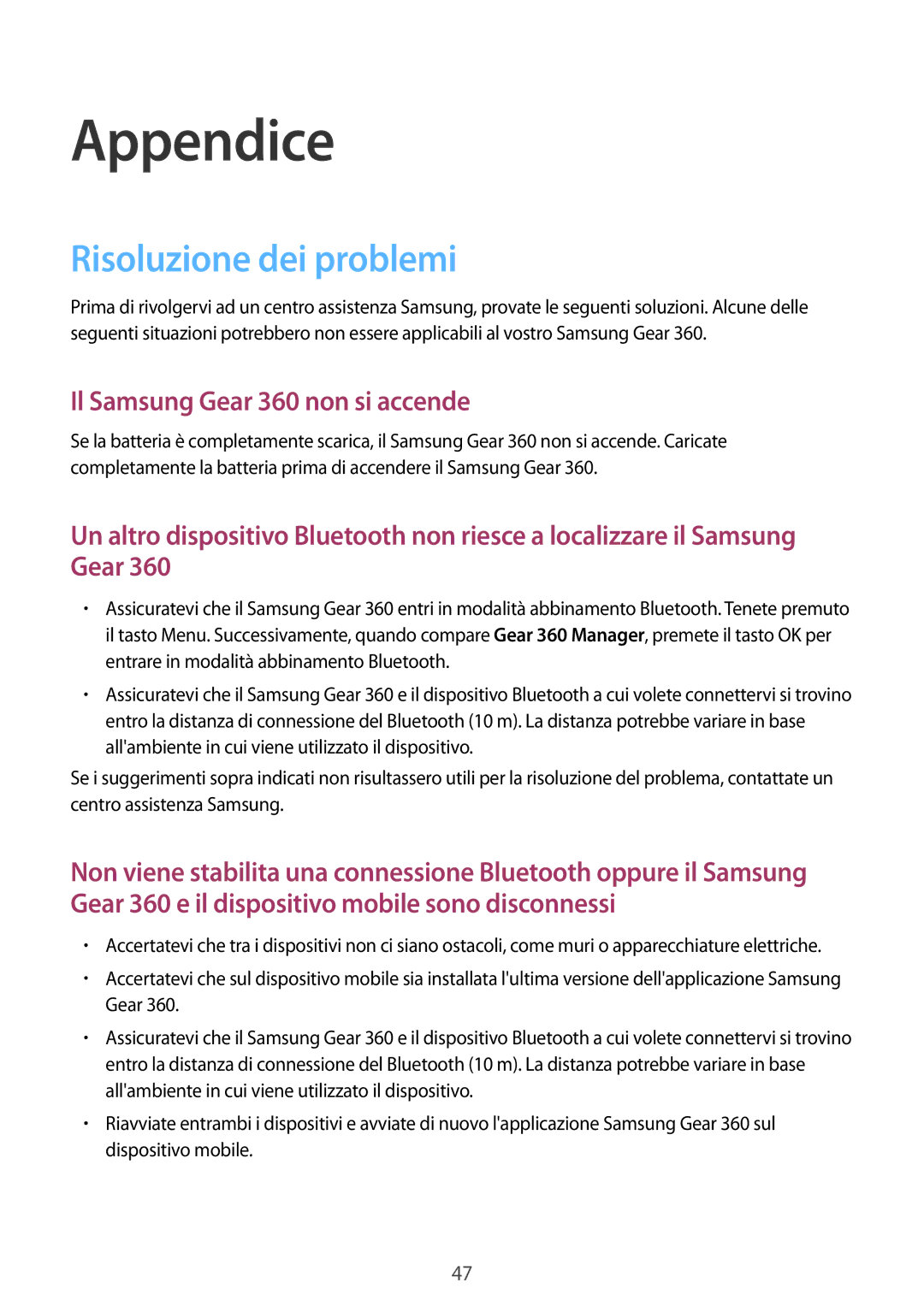 Samsung SM-C200NZWAITV manual Appendice, Risoluzione dei problemi 