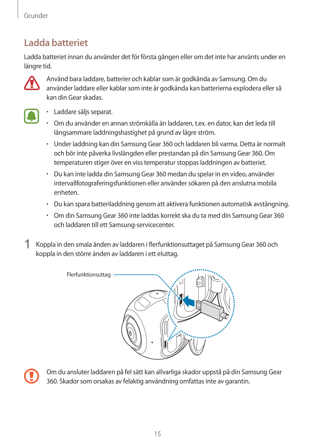 Samsung SM-C200NZWANEE manual Ladda batteriet 