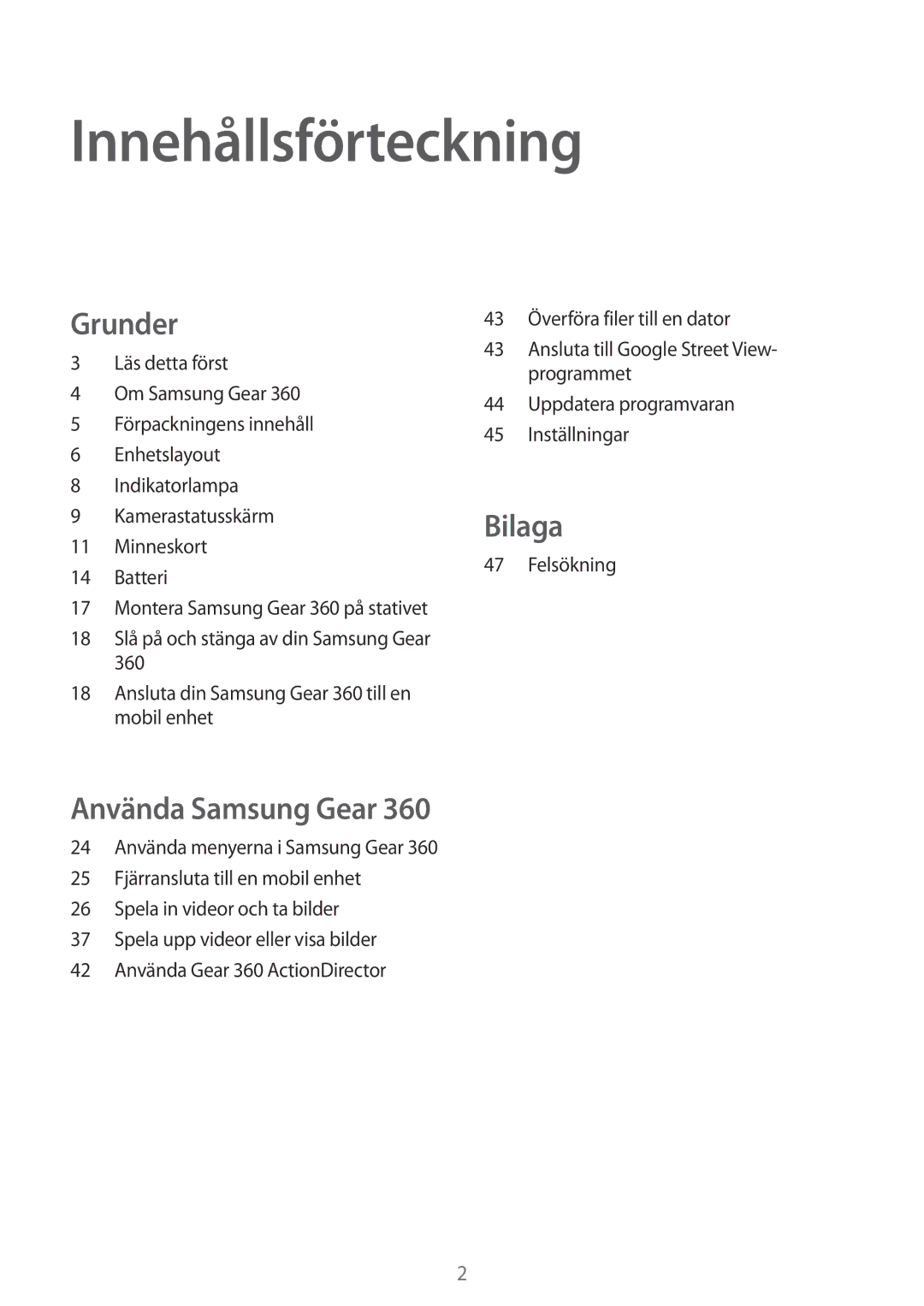 Samsung SM-C200NZWANEE manual Innehållsförteckning 