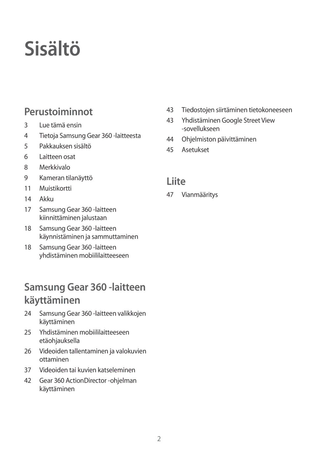 Samsung SM-C200NZWANEE manual Sisältö 