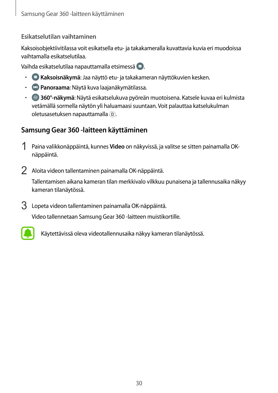 Samsung SM-C200NZWANEE manual Esikatselutilan vaihtaminen 