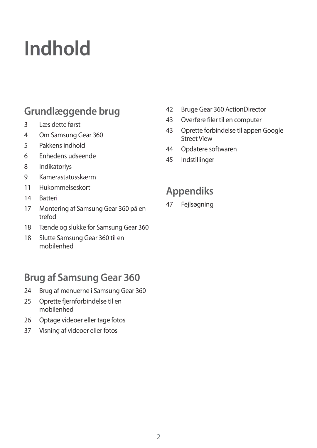 Samsung SM-C200NZWANEE manual Indhold 