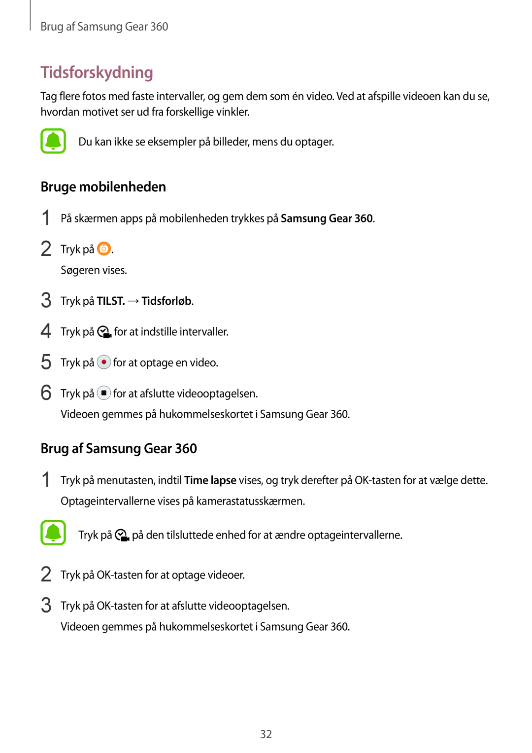 Samsung SM-C200NZWANEE manual Tidsforskydning, Tryk på TILST. →Tidsforløb 