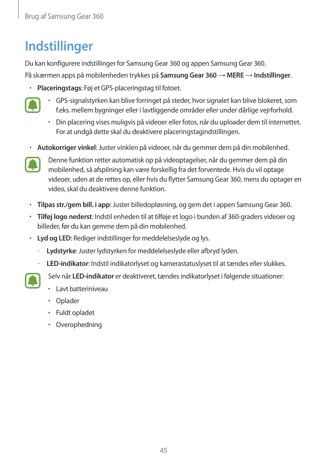 Samsung SM-C200NZWANEE manual Indstillinger, Placeringstags Føj et GPS-placeringstag til fotoet 