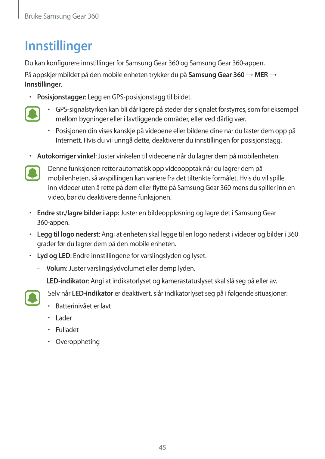 Samsung SM-C200NZWANEE manual Innstillinger, Posisjonstagger Legg en GPS-posisjonstagg til bildet 