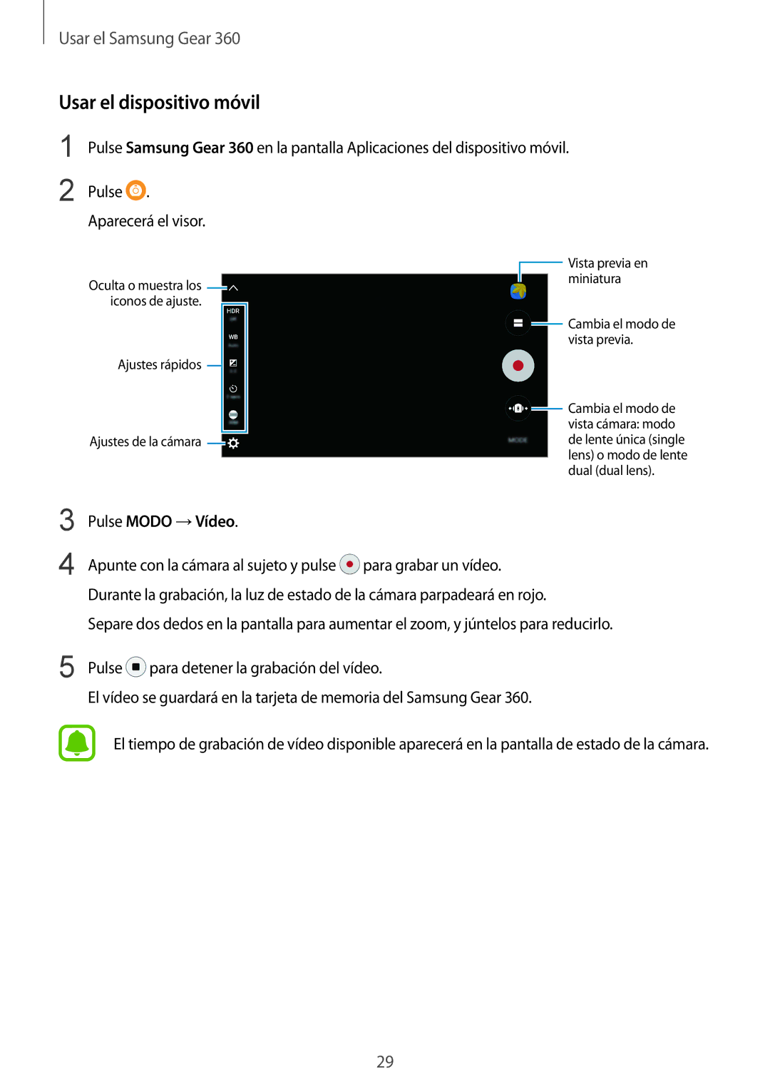 Samsung SM-C200NZWAPHE manual Pulse Modo →Vídeo 