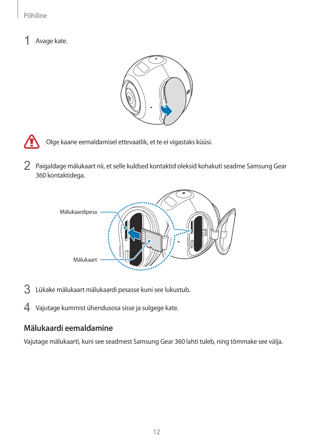 Samsung SM-C200NZWASEB manual Mälukaardi eemaldamine 