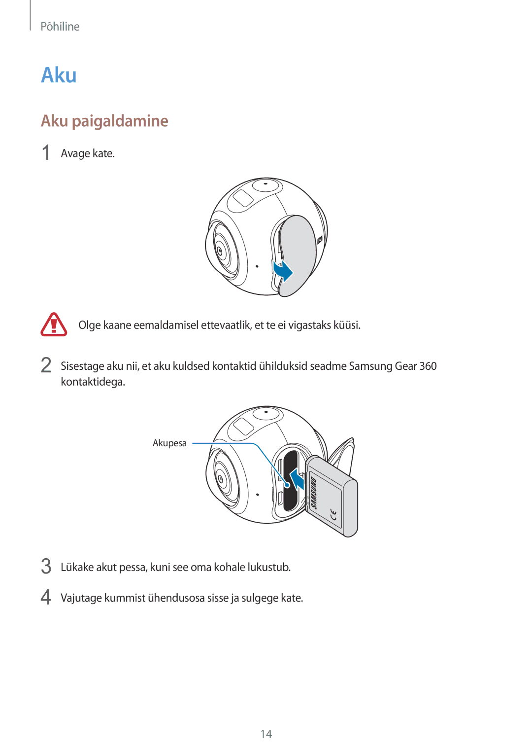 Samsung SM-C200NZWASEB manual Aku paigaldamine 