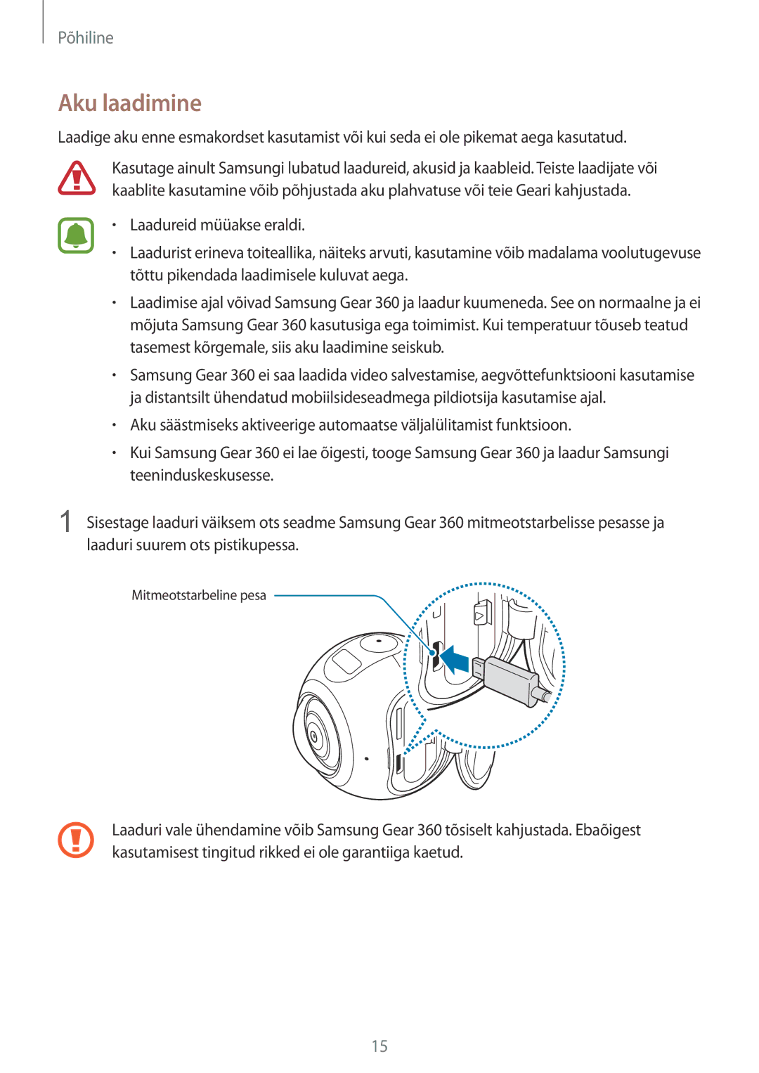 Samsung SM-C200NZWASEB manual Aku laadimine 