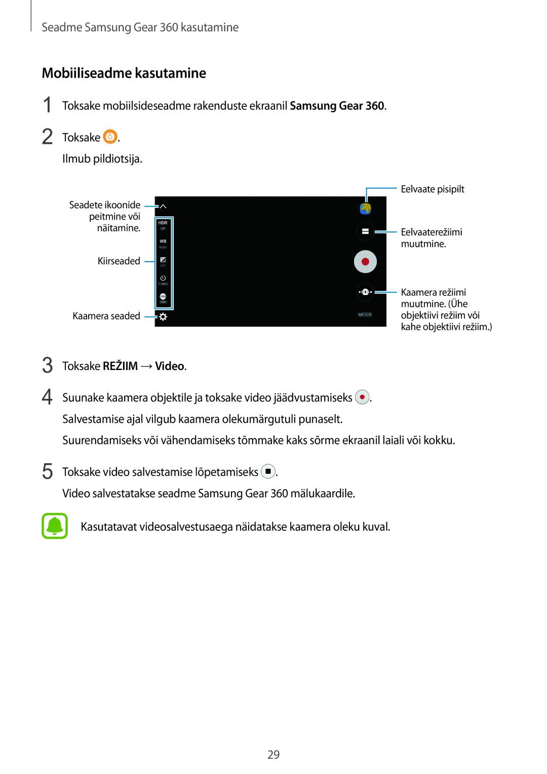 Samsung SM-C200NZWASEB manual Toksake Režiim →Video 