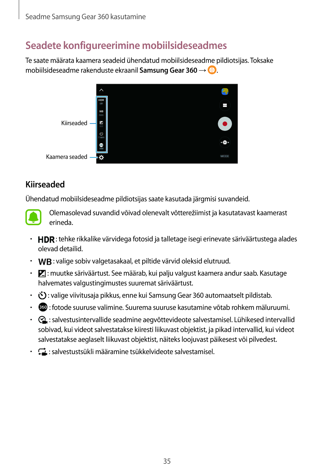 Samsung SM-C200NZWASEB manual Seadete konfigureerimine mobiilsideseadmes, Kiirseaded 