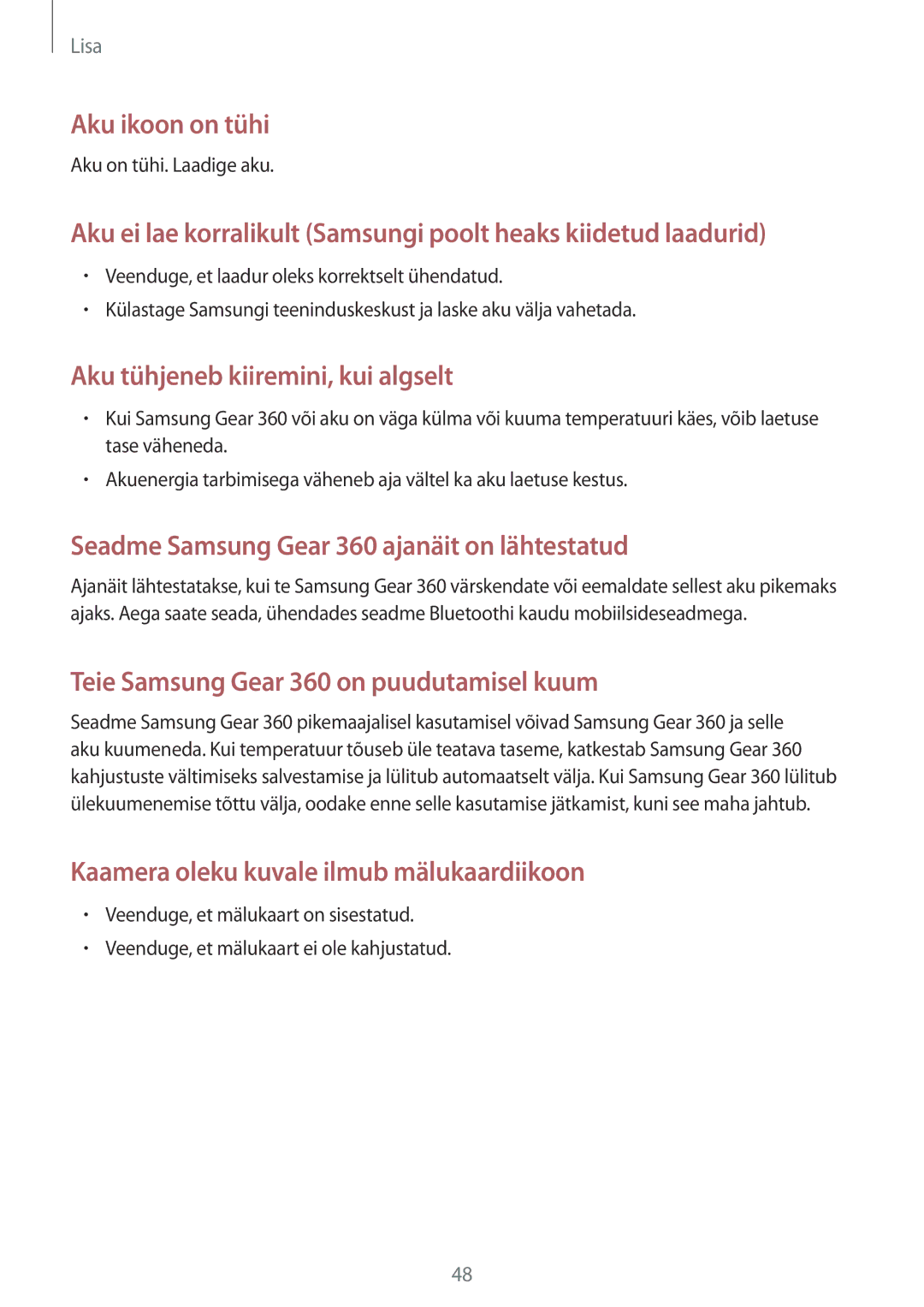 Samsung SM-C200NZWASEB manual Aku ikoon on tühi 