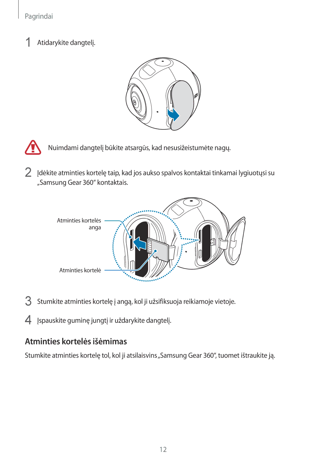 Samsung SM-C200NZWASEB manual Atminties kortelės išėmimas 