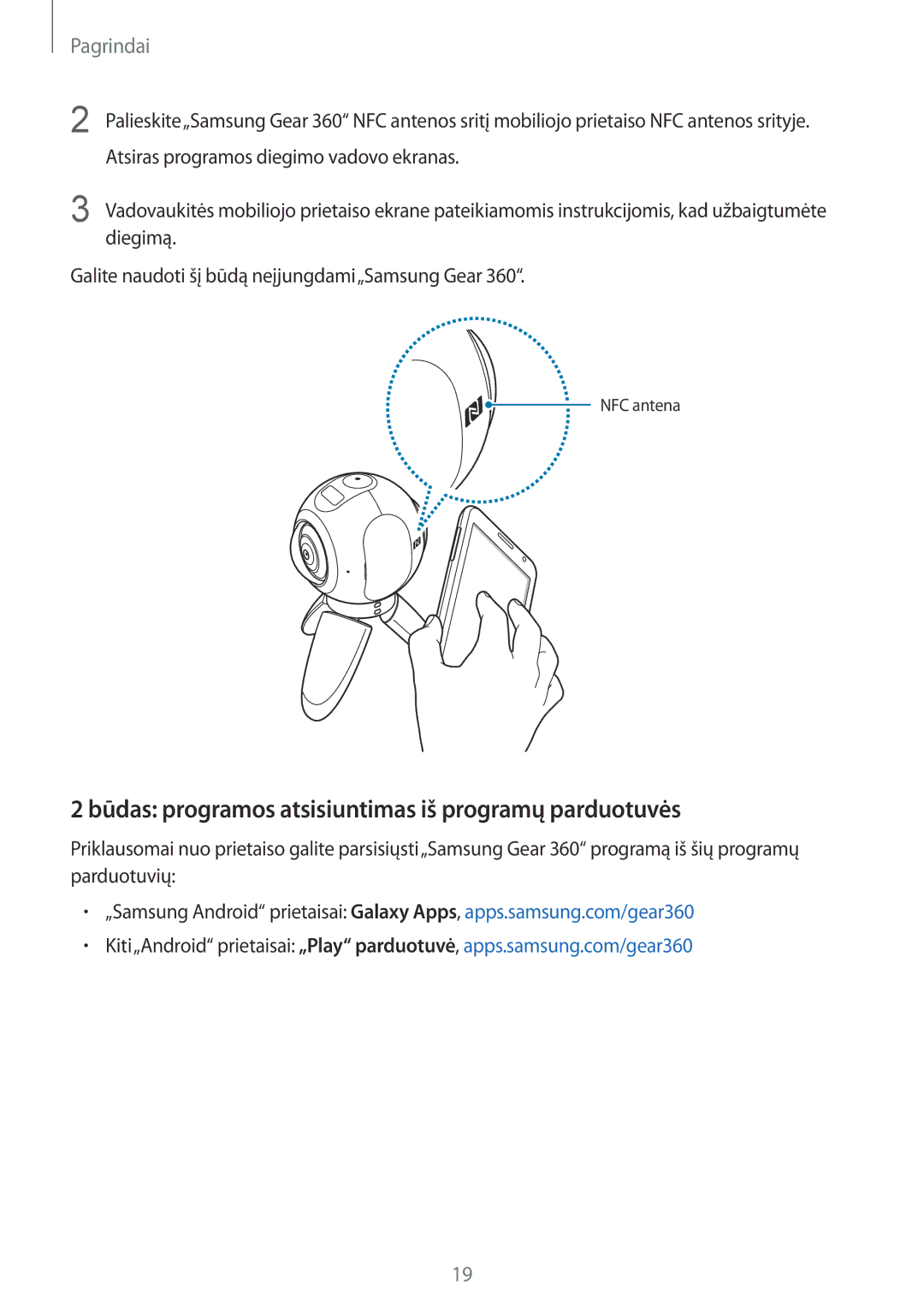 Samsung SM-C200NZWASEB manual Būdas programos atsisiuntimas iš programų parduotuvės 