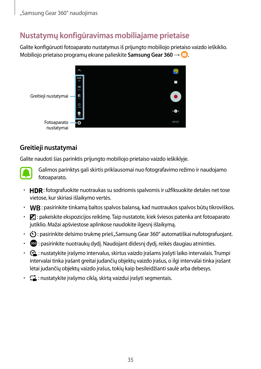 Samsung SM-C200NZWASEB manual Nustatymų konfigūravimas mobiliajame prietaise, Greitieji nustatymai 