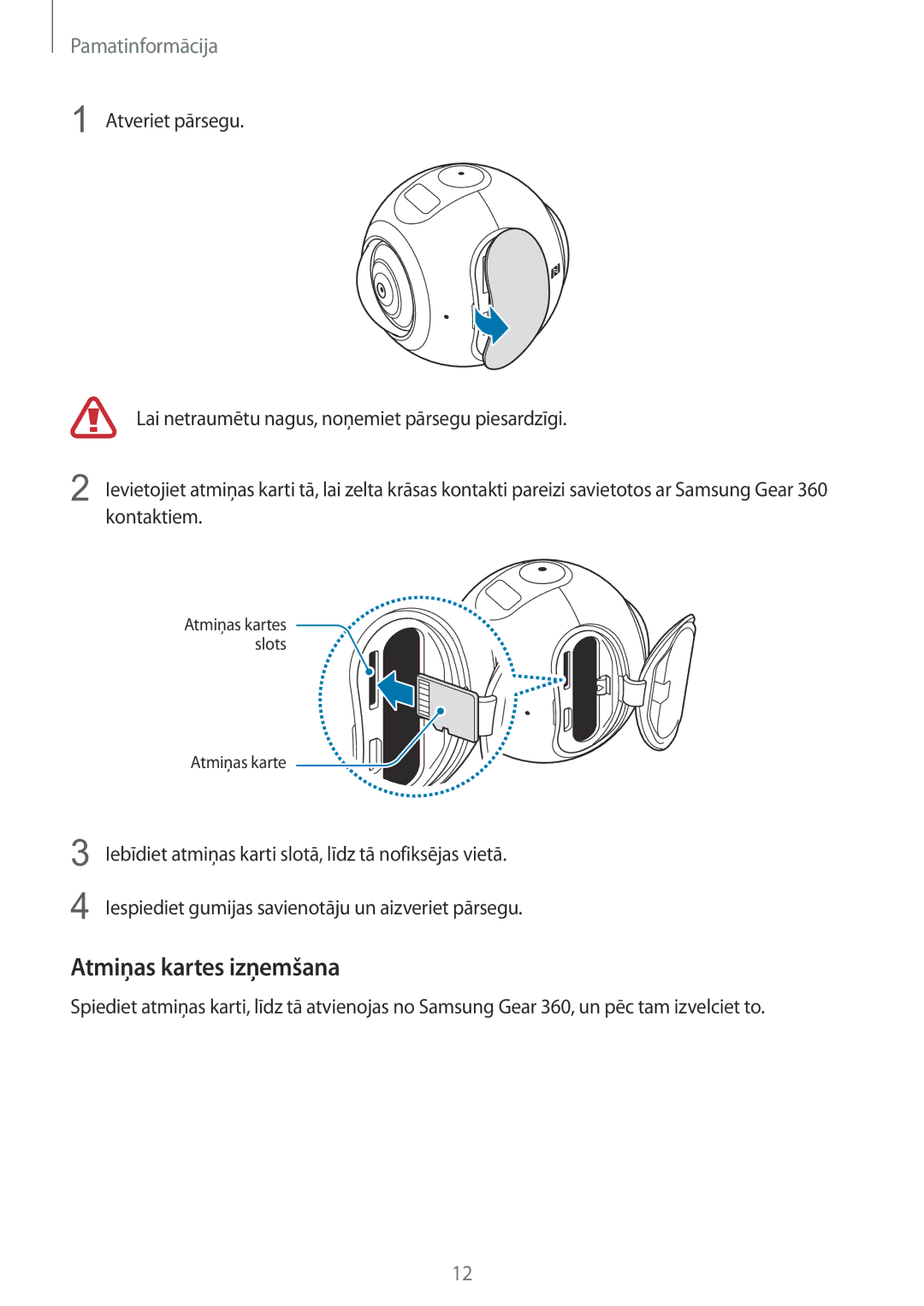 Samsung SM-C200NZWASEB manual Atmiņas kartes izņemšana 