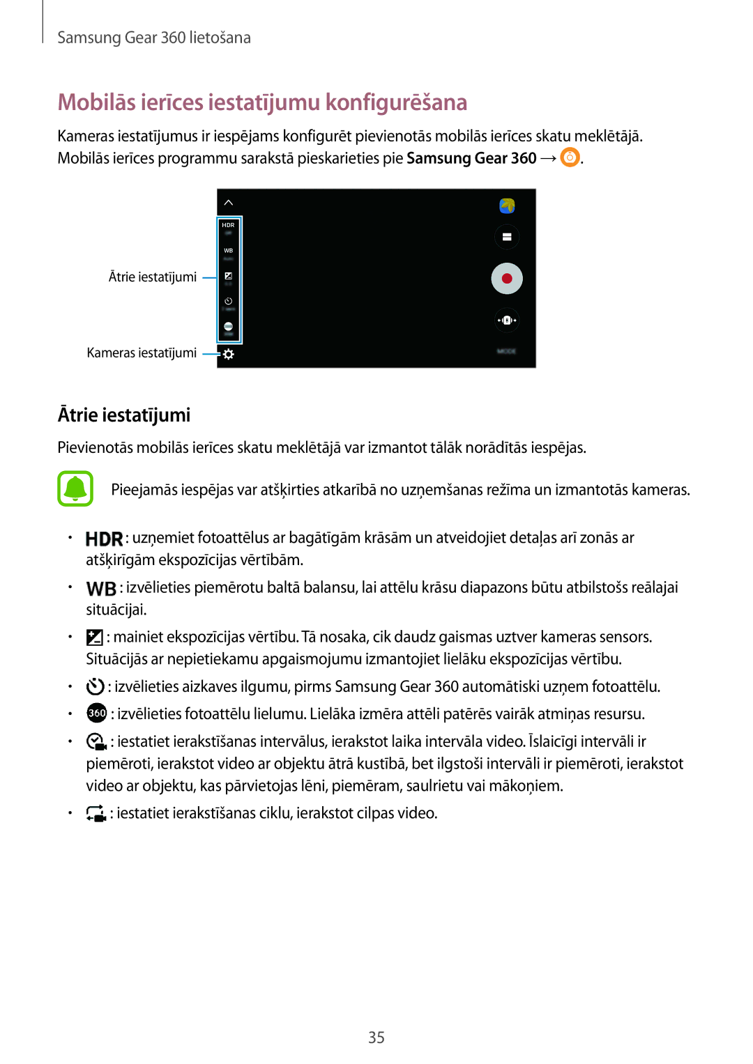 Samsung SM-C200NZWASEB manual Mobilās ierīces iestatījumu konfigurēšana, Ātrie iestatījumi 