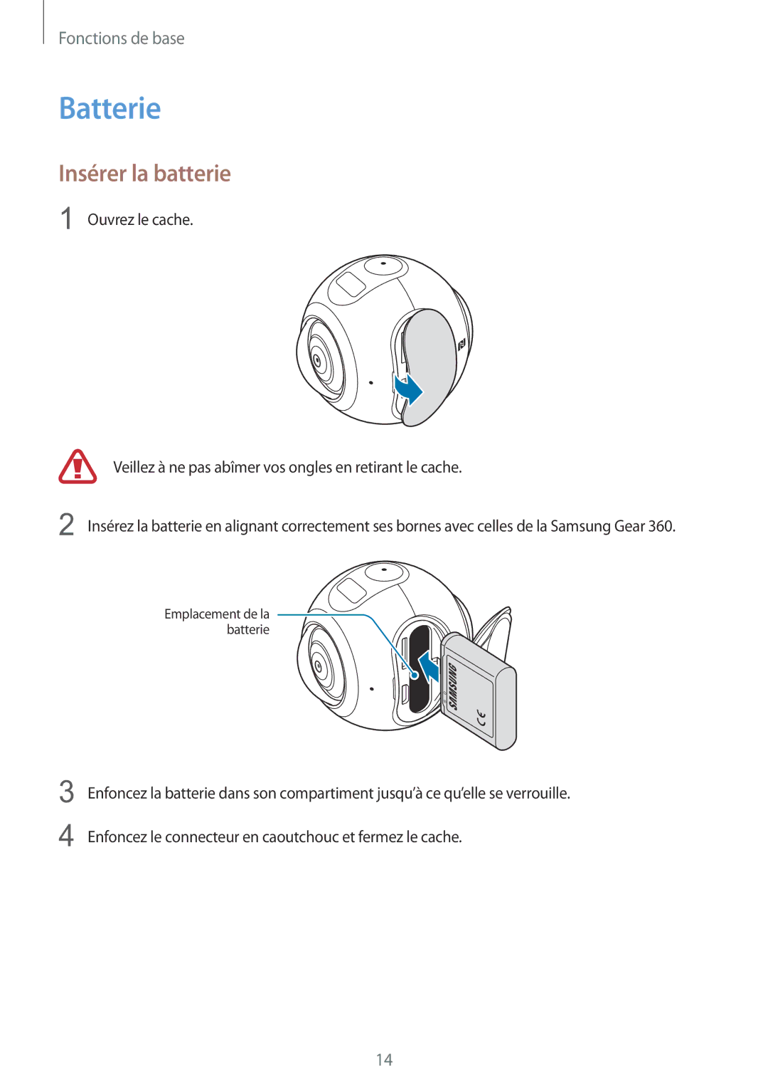 Samsung SM-C200NZWAXEF manual Batterie, Insérer la batterie 