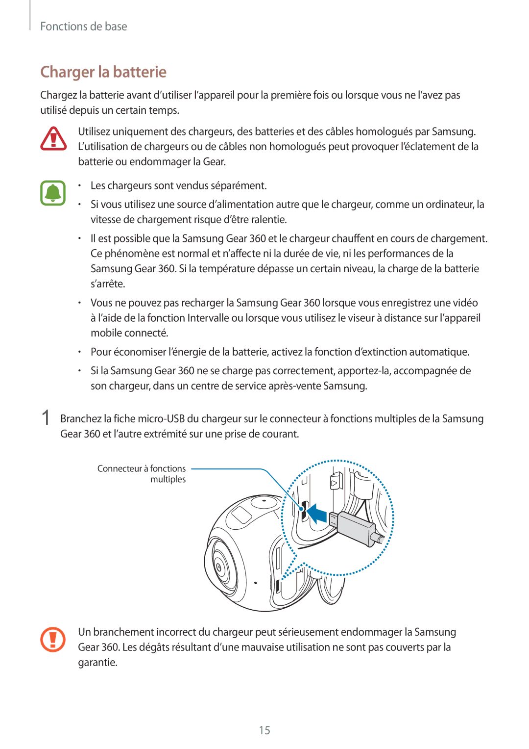 Samsung SM-C200NZWAXEF manual Charger la batterie 