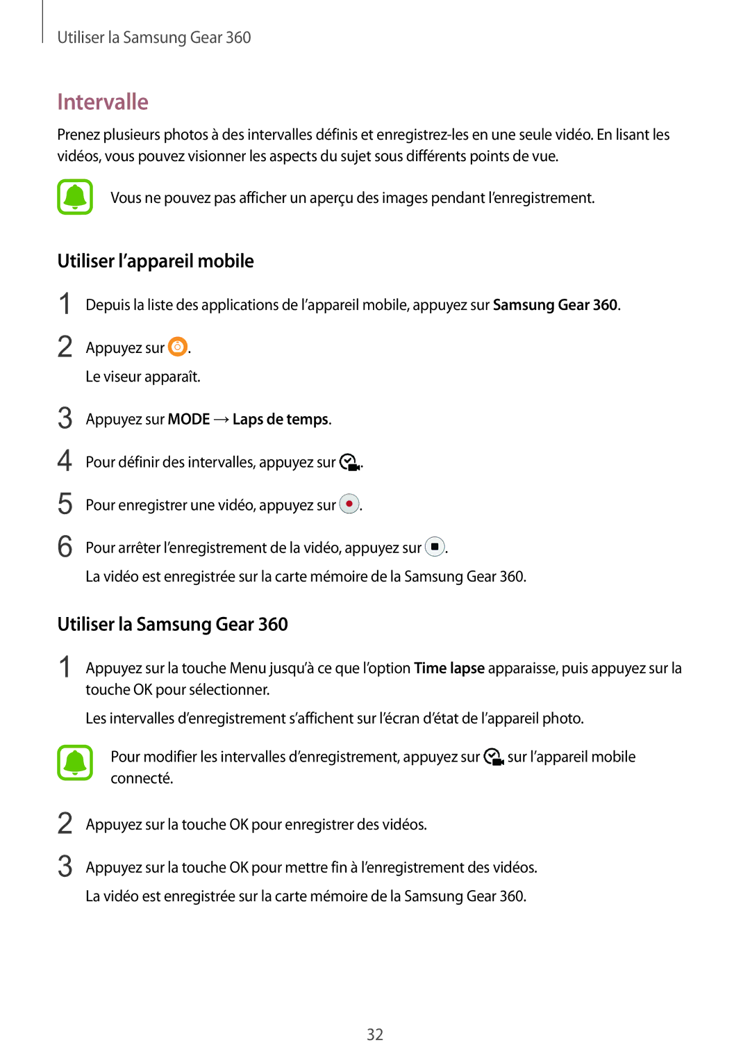 Samsung SM-C200NZWAXEF manual Intervalle, Appuyez sur Mode →Laps de temps 