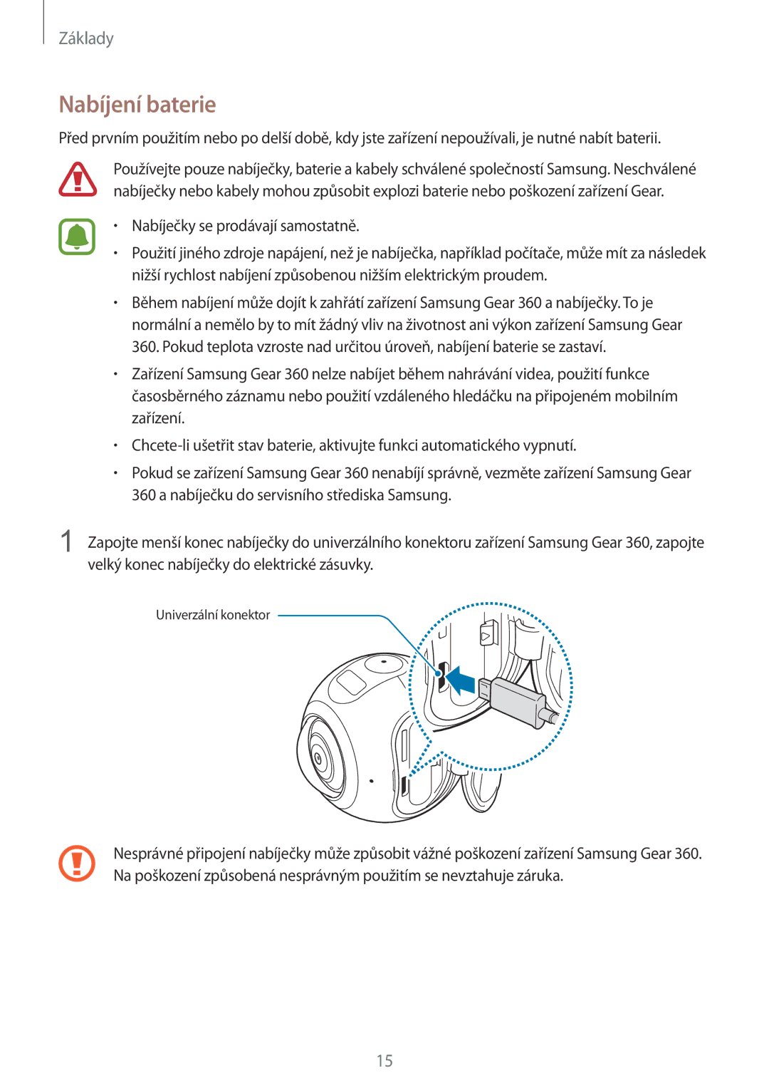 Samsung SM-C200NZWAXEZ manual Nabíjení baterie 