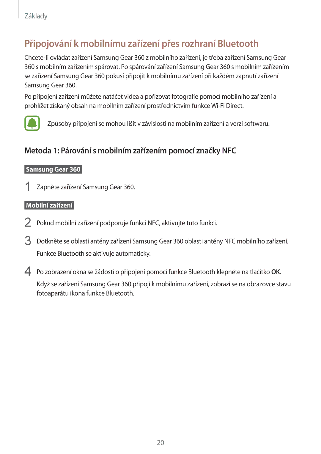 Samsung SM-C200NZWAXEZ manual Připojování k mobilnímu zařízení přes rozhraní Bluetooth 